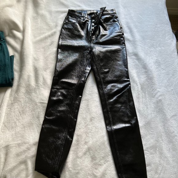 Free People Patent Leather Black Pants - Picture 1 of 4